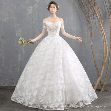 2019 New Off Shoulder Ball Gown Wedding Dress Floor Length Luxury Beaded Wedding Dress Bridal Gown